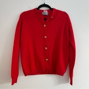 Vintage Bullocks Wilshire 100% Cashmere Red Cardigan Sweater Scottish Medium